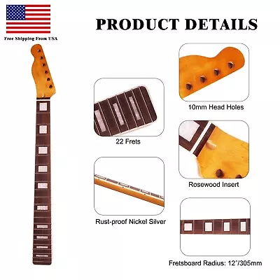 Left-handed TL Style Guitar Neck Rosewood Fretboard Maple Neck 12  Radius 10 Mm • $85