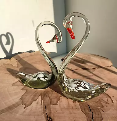 Glass Animals. Two Swans From Murano Glass. Souvenir. Toy. Handmade No. 4 • $35