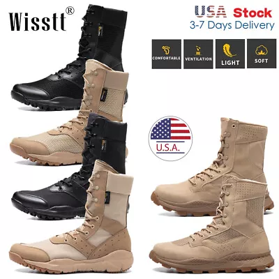 Men's Ankle Hiking Desert Combat Shoes Outdoor Military Tactical Work Boots Army • $38.95