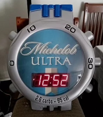 Vintage Michelob Ultra Beer Sign Light Clock Wristwatch 28 X24  Brand New Bulb! • $35