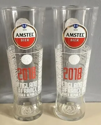£5 • Buy 2x Amstel One Pint 20oz Beer Glass Nucleated & Toughened World Cup FIFA 2018 