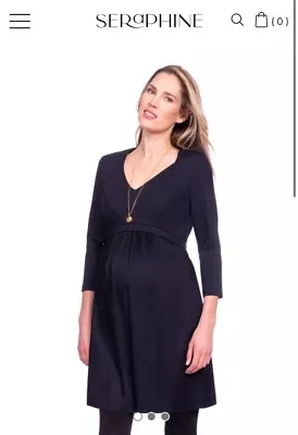 Seraphine Size Zip Maternity Nursing Dress Navy Size 12 • $21.10