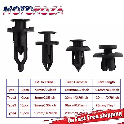 40X Car Body Rivet Push Pin Bumper Fender Retainer Trim Moulding Clips Parts Kit • $7.28