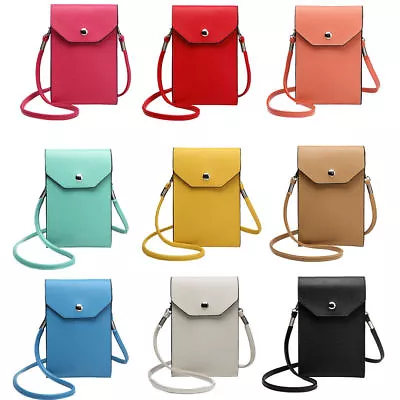 Girls PU Leather Mobile Phone Bag Case Pouch Cross Body Purse Small Shoulder Bag • £3.99