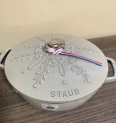Staub 9.5 Inch Enameled Cast Iron Snowflake Saute Pan New With Box And Tag • $200