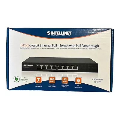 Intellinet 561679  8-Port Gigabit Ethernet PoE+ Switch With PoE Passthrough • $35.99