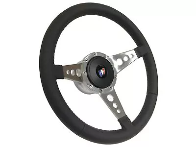 1969-94 Buick 9-Bolt Black Leather Steering Wheel Kit 3 Spoke-Holes Tri-Shield • $314.99