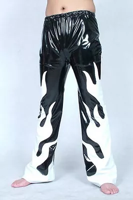 PVC Metallic  Zentai Costume Wrestling Tights/pants Black/white Size S-XXL • $35.99