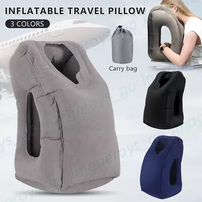 $17.90 • Buy Inflatable Air Cushion Travel Pillow For Airplane Office Nap Rest Neck Head Chin