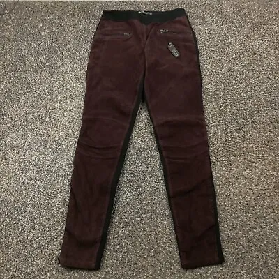 NWT Blank NYC Leggings Burgundy/Black Suede-Front 27 Moto Skinny Ponte Back $128 • $19.99