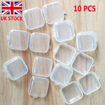 £3.59 • Buy 10PCS Clear Plastic Small Box Earplugs Jewelry Beads Earings Storage Cases UK
