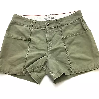 TOMMY HILFIGER Canvas Safari Cargo SHORTS Military Olive Green Women Sz M 31W • £15.09