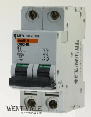 £28.47 • Buy Merlin Gerin Multi 9 - C60HB204 - 4a Type B Double Pole MCB New