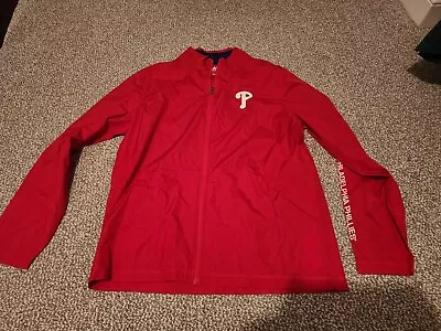 Majestic Red Philadelphia Phillies MLB Baseball Windbreaker Zip Up Jacket Large  • $29.99