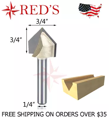 $4.49 • Buy Tideway Carbide PRO LC03011204 3/4  90 V Groove 1/4  Shank Router Bit