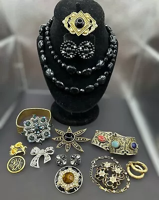 Vintage To Now Jewelry Lot Mix Necklace Rhinestone Brooch Costume Pin Some Sign • $45