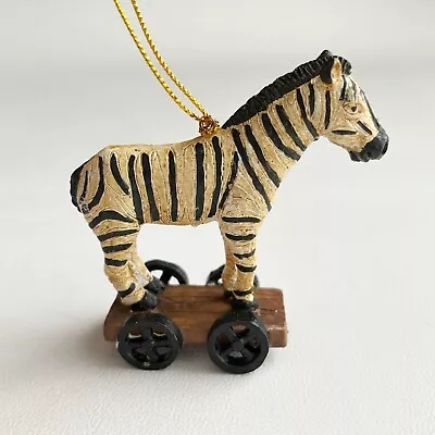 Vintage Zebra Circus Animal On Wheeled Cart Christmas Ornament • $18