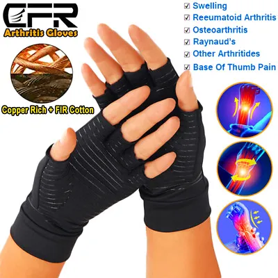 Copper Compression Arthritis Gloves Carpal Tunnel Hand Support Brace Pain Relief • $12.18