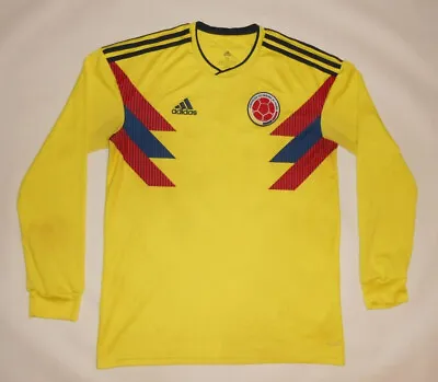 HOME SHIRT ADIDAS COLOMBIA 2018 - LONG SLEEVE (M) Jersey Trikot Maillot Maglia • £11.99