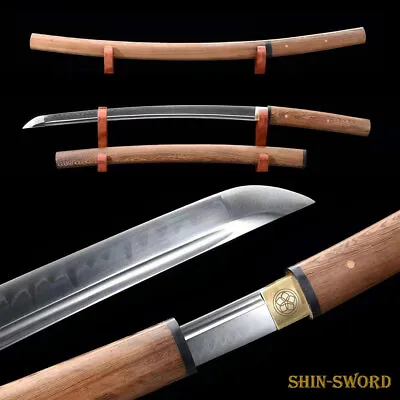 Battle Ready Samurai Clay Tempered T10 Steel Japanese Wakizashi Shirasaya Sword • $210