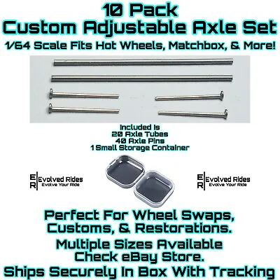 Adjustable Axles 10 Sets 25mm | Hot Wheels Matchbox 1/64 Scale Custom Real Rider • $8.95