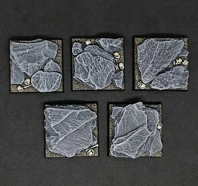 40mm Square Resin Bases X5 Rock Skulls For Warhammer KoW (unpainted) • £6