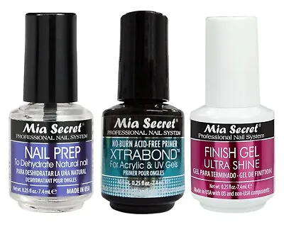 Mia Secret Nail PrepMINI Xtrabond PrimerUV Finish Gel Ultra Shine-COMBO PACK • $16.04