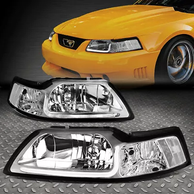 [led Drl]for 1999-2004 Ford Mustang Pair Chrome Housing Clear Corner Headlight • $111.88
