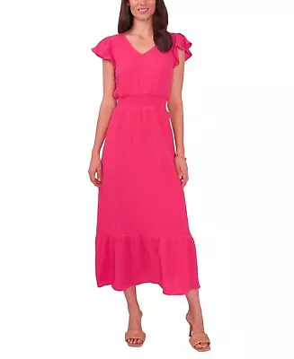 VINCE CAMUTO Women's Gauzy Smocked-Waist Ruffled Dress Pink Size M MSRP $99 • $38.47