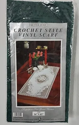 Vintage Vinyl Table Runner Scarf Holiday 16 X 43 Better Home Crochet Style Green • $14.99