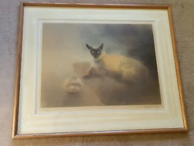 Kaiko Moti  Gita  Siamese Cat Matted Hand Signed Aquatint Etching 23 Of 75(Rare) • $979.99