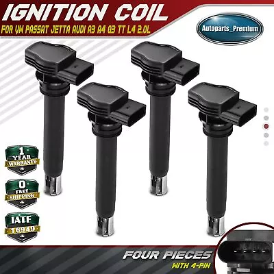 $70.99 • Buy 4Pcs Ignition Coil Pack For Volkswagen Passat Jetta Audi A3 A4 A5 Q3 TT L4 2.0L