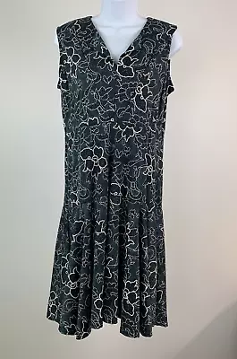 Shoreline Sz Large Flare Beach Dress Gray Floral Sleeveless Above Knee New NWT • $13.59