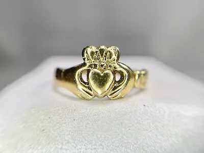 Vintage 10k Yellow Gold Claddagh Irish Classic Heart Shape Ring • $199