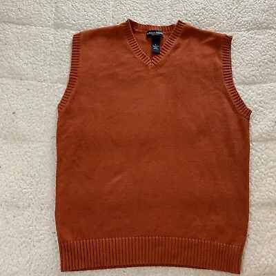 Bowen & Wright Mens Orange Rust Knit Preppy Sweater Vest Size L • $35