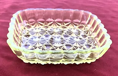 Eapg Vaseline Glass Daisy Button Scallopped Sides 4 1/2   Square Dish 1890's • $24