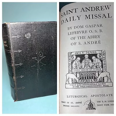 1937 RARE Antique Book Leather St Andrew Missal Catholic Religion Priest Prayer • $11.50