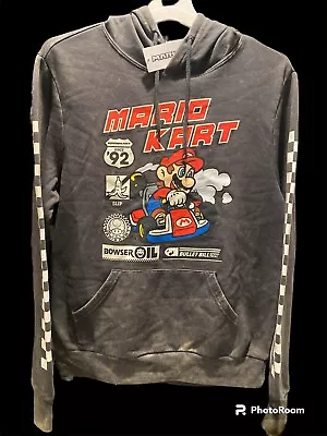 Mario Kart Hoodie Pullover Sweatshirt Sz S Brand New! Distressed Look NWT • $25
