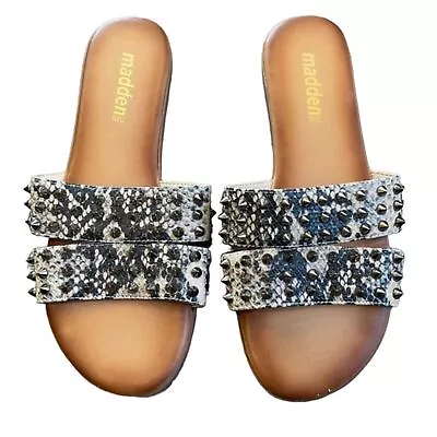Madden Girl Falon Snakeskin Print Studded Sandals—Size 6.5 • $20