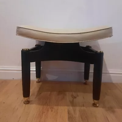 G Plan Tola Dressing Table Stool. Black And Brass. In White Vinyl. Postage. • £109