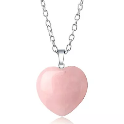 Chakra Rose Quartz Pointer Heart Pendant Chain Necklace Flower Wrapped 18  Ct 30 • $11.99