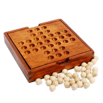 Solitaire Game Wooden Marble Solitaire Chess Games Gift Party Game Props UK • £7.89