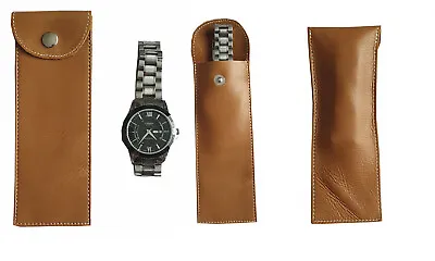 Leather Pouch Watch Travel Watch Roll Watch Storage Brown Leather Case Gift • £5.99