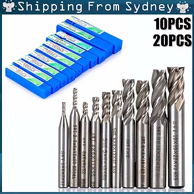 10/20X 4 Flute Milling Drill Bit Cutter HSS-Al Carbide End Mill CNC Tools 2-10mm • $16.88