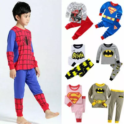 Kids Boys Girls Spiderman Superhero Nightwear Loungewear Long Sleeve Pyjamas Set • $20.39