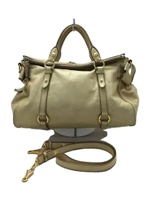 Miu Miu Shoulder Bag Leather Yellow Plain 2 Way VITELLO LUX Used • $187.08