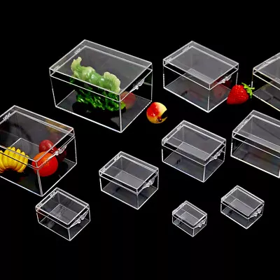 £1.74 • Buy Clear Plastic Storage Box With Hinged Lid Jewelry Display Beads Container Case