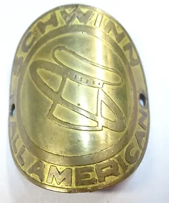 Vintage Schwinn All American Brass Bicycle Headbadge • $25