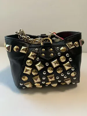 2011 VERSACE For H&M Black Leather Studded Party Cocktail Mini Satchel  • $271.75