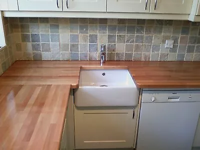 UP TO 10% OFF RUSTIC BEECH REAL SOLID WOOD KITCHEN WORKTOP & ISLANDS 2m 3m 4m  • £19.99
